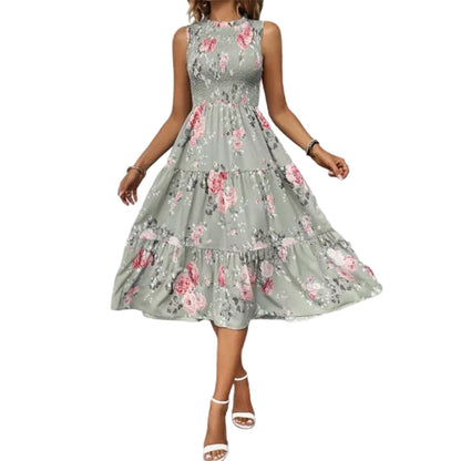 Women’s Sleeveless Floral Print Casual Dress
