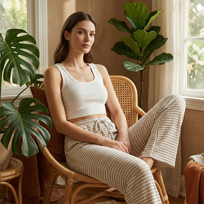 Women's Striped Drawstring Wide-Leg Pants