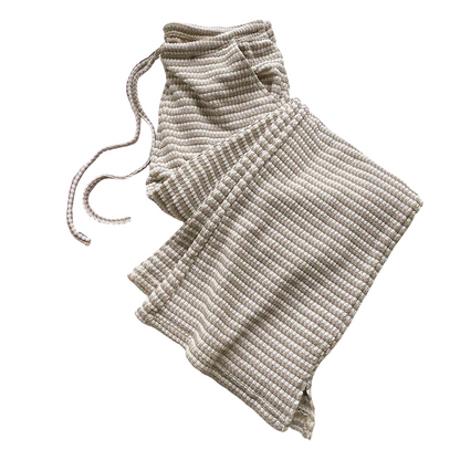Women's Striped Drawstring Wide-Leg Pants