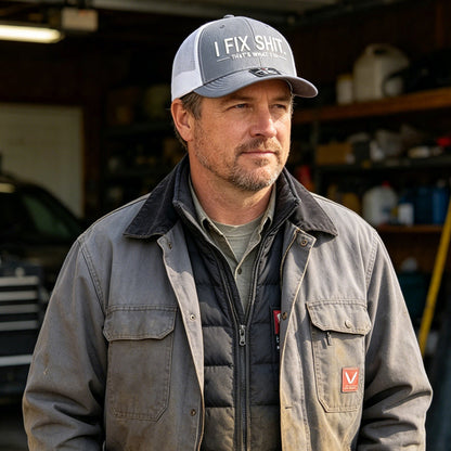 🔥2026 New Arrival🔥Mesh Back Trucker Cap with "I Fix Shit" Embroidery – Breathable Outdoor Sun Hat🧢☀️