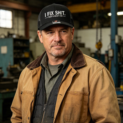 🔥2026 New Arrival🔥Mesh Back Trucker Cap with "I Fix Shit" Embroidery – Breathable Outdoor Sun Hat🧢☀️