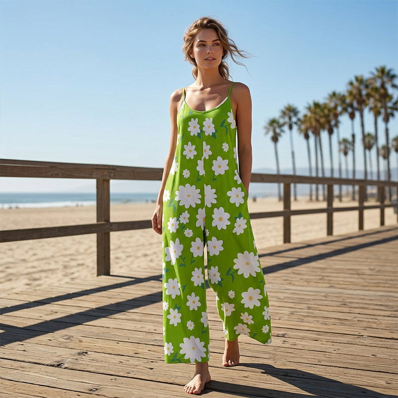 📢📢50% OFF !! ⏰Women's Floral Print Wide Leg Jumpsuit