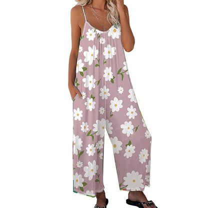📢📢50% OFF !! ⏰Women's Floral Print Wide Leg Jumpsuit