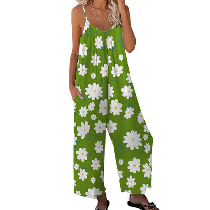 📢📢50% OFF !! ⏰Women's Floral Print Wide Leg Jumpsuit