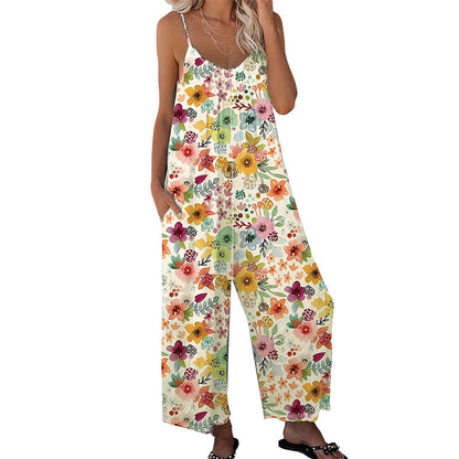 📢📢50% OFF !! ⏰Women's Floral Print Wide Leg Jumpsuit