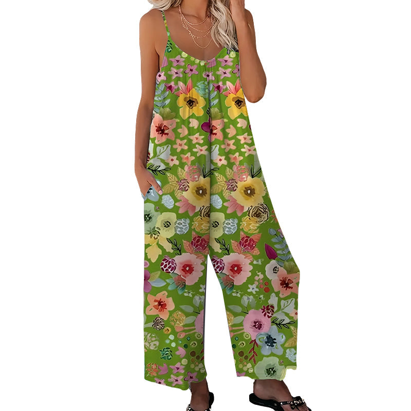 📢📢50% OFF !! ⏰Women's Floral Print Wide Leg Jumpsuit