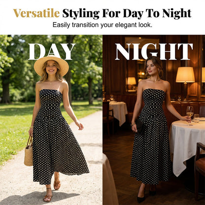 ✨ Women's Polka Dot Strapless Dress - Elegant Vacation Essential! ✨