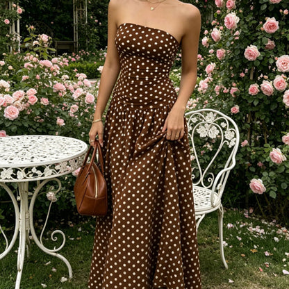 ✨ Women's Polka Dot Strapless Dress - Elegant Vacation Essential! ✨