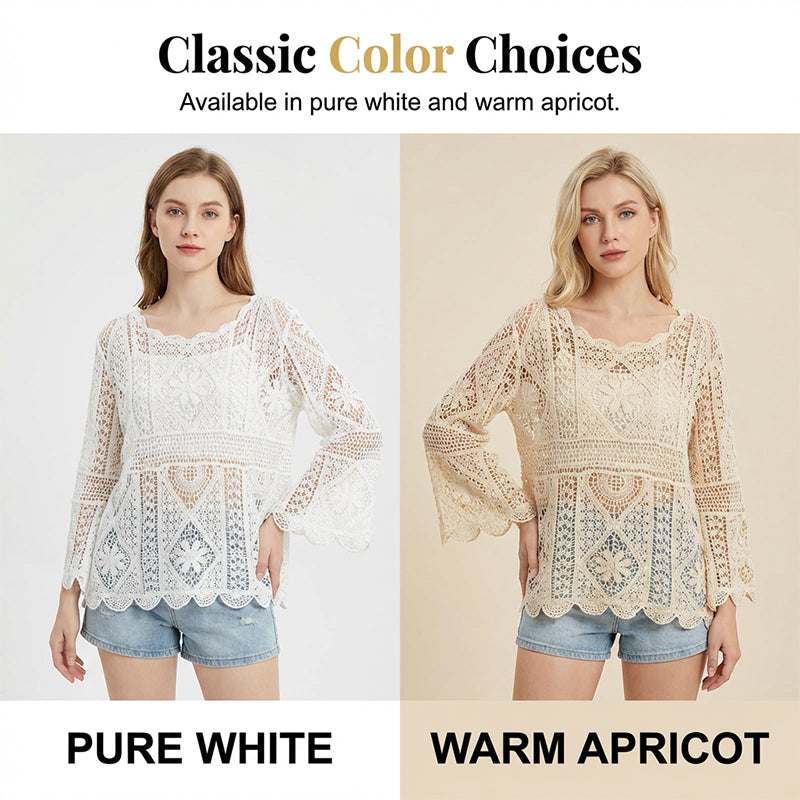 Women's Vintage-Inspired Lace Cover-Up Blouse