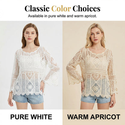 Women's Vintage-Inspired Lace Cover-Up Blouse