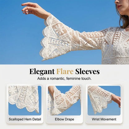Women's Vintage-Inspired Lace Cover-Up Blouse