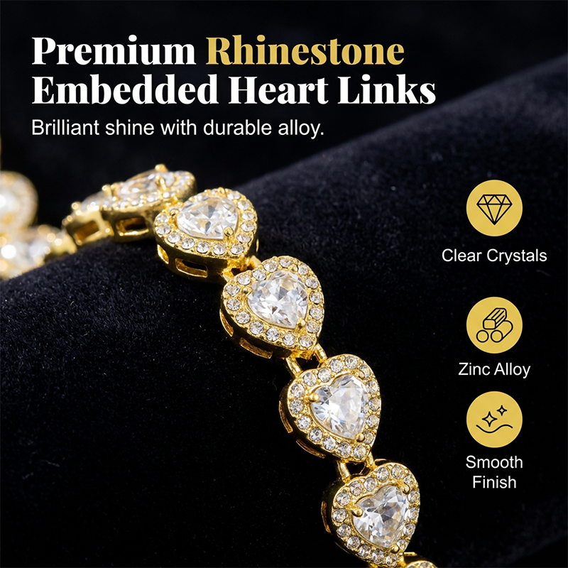🥳2026 New Style🥳💞50K+ SOLD!💥50% OFF! 🔥Sparkling Heart Statement Chain Necklace – Rhinestone, Gold/Silver, Adjustable Length – Perfect Gift 💖
