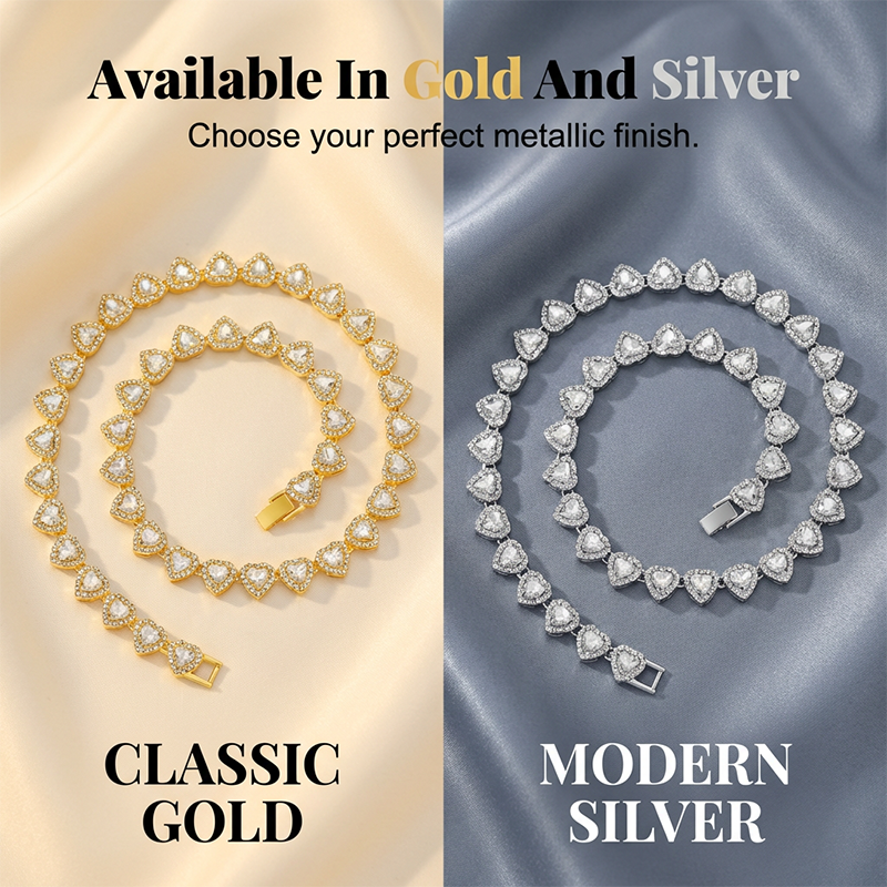 🥳2026 New Style🥳💞50K+ SOLD!💥50% OFF! 🔥Sparkling Heart Statement Chain Necklace – Rhinestone, Gold/Silver, Adjustable Length – Perfect Gift 💖