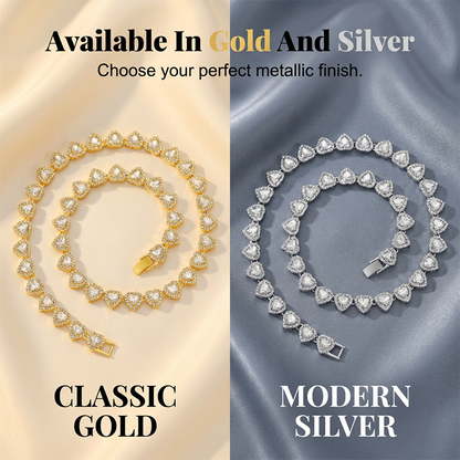 🥳2026 New Style🥳💞50K+ SOLD!💥50% OFF! 🔥Sparkling Heart Statement Chain Necklace – Rhinestone, Gold/Silver, Adjustable Length – Perfect Gift 💖