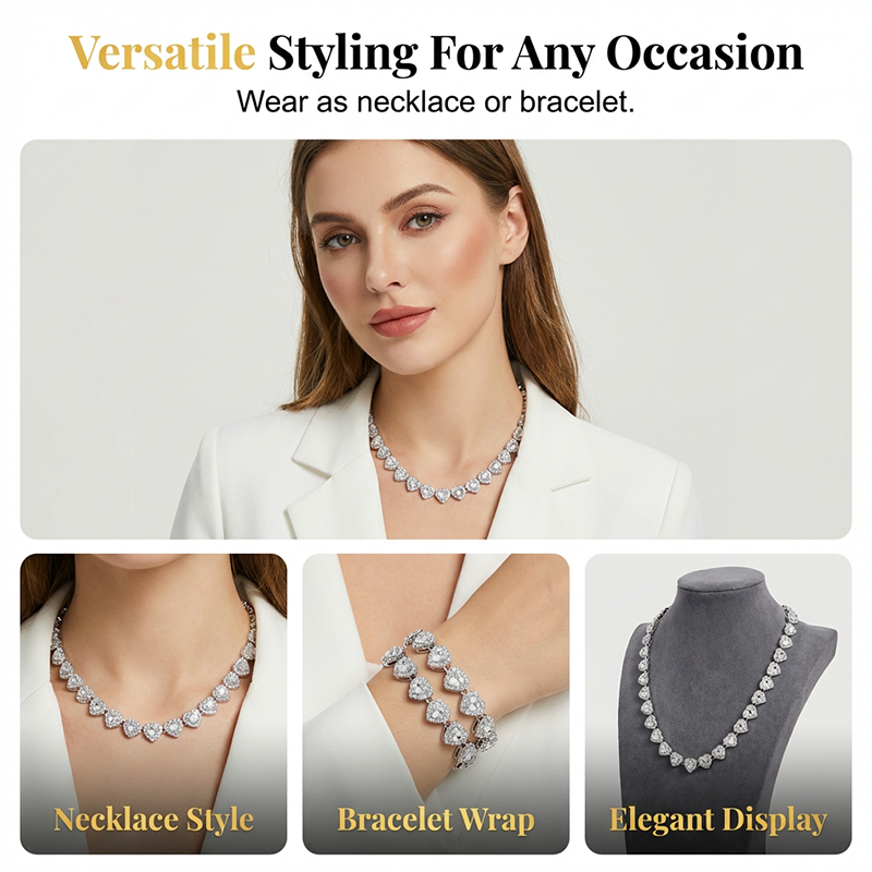 🥳2026 New Style🥳💞50K+ SOLD!💥50% OFF! 🔥Sparkling Heart Statement Chain Necklace – Rhinestone, Gold/Silver, Adjustable Length – Perfect Gift 💖