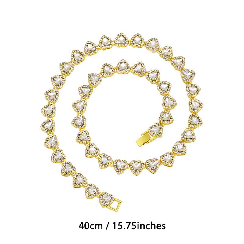🥳2026 New Style🥳💞50K+ SOLD!💥50% OFF! 🔥Sparkling Heart Statement Chain Necklace – Rhinestone, Gold/Silver, Adjustable Length – Perfect Gift 💖