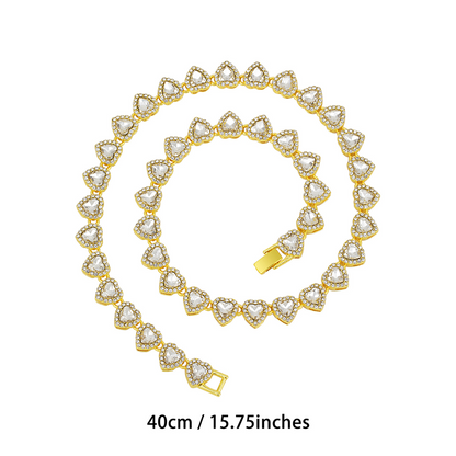 🥳2026 New Style🥳💞50K+ SOLD!💥50% OFF! 🔥Sparkling Heart Statement Chain Necklace – Rhinestone, Gold/Silver, Adjustable Length – Perfect Gift 💖