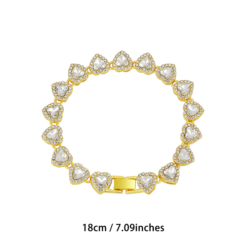 🥳2026 New Style🥳💞50K+ SOLD!💥50% OFF! 🔥Sparkling Heart Statement Chain Necklace – Rhinestone, Gold/Silver, Adjustable Length – Perfect Gift 💖