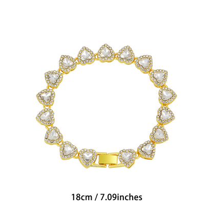 🥳2026 New Style🥳💞50K+ SOLD!💥50% OFF! 🔥Sparkling Heart Statement Chain Necklace – Rhinestone, Gold/Silver, Adjustable Length – Perfect Gift 💖