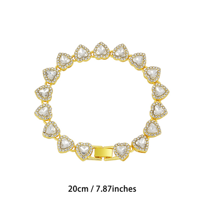 🥳2026 New Style🥳💞50K+ SOLD!💥50% OFF! 🔥Sparkling Heart Statement Chain Necklace – Rhinestone, Gold/Silver, Adjustable Length – Perfect Gift 💖