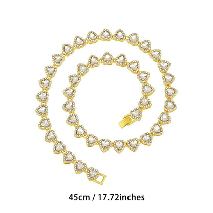 🥳2026 New Style🥳💞50K+ SOLD!💥50% OFF! 🔥Sparkling Heart Statement Chain Necklace – Rhinestone, Gold/Silver, Adjustable Length – Perfect Gift 💖