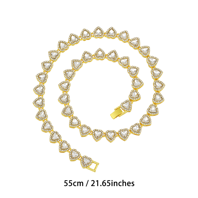 🥳2026 New Style🥳💞50K+ SOLD!💥50% OFF! 🔥Sparkling Heart Statement Chain Necklace – Rhinestone, Gold/Silver, Adjustable Length – Perfect Gift 💖