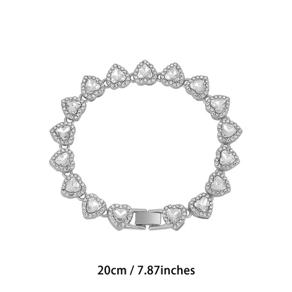 🥳2026 New Style🥳💞50K+ SOLD!💥50% OFF! 🔥Sparkling Heart Statement Chain Necklace – Rhinestone, Gold/Silver, Adjustable Length – Perfect Gift 💖