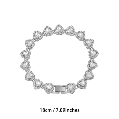 🥳2026 New Style🥳💞50K+ SOLD!💥50% OFF! 🔥Sparkling Heart Statement Chain Necklace – Rhinestone, Gold/Silver, Adjustable Length – Perfect Gift 💖