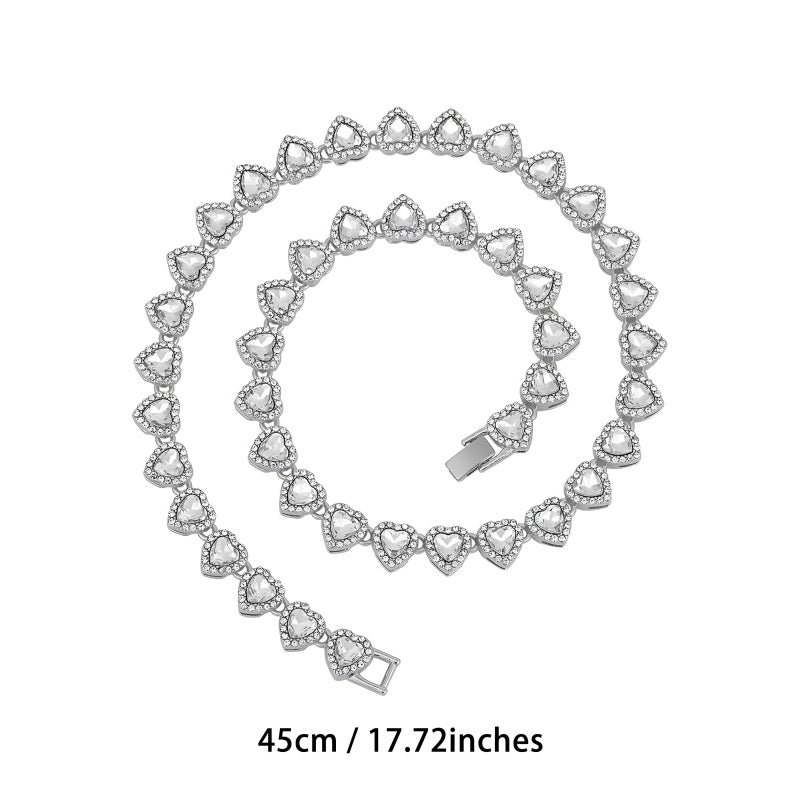 🥳2026 New Style🥳💞50K+ SOLD!💥50% OFF! 🔥Sparkling Heart Statement Chain Necklace – Rhinestone, Gold/Silver, Adjustable Length – Perfect Gift 💖