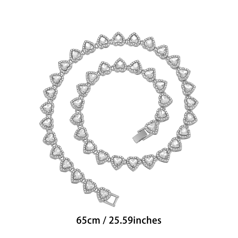 🥳2026 New Style🥳💞50K+ SOLD!💥50% OFF! 🔥Sparkling Heart Statement Chain Necklace – Rhinestone, Gold/Silver, Adjustable Length – Perfect Gift 💖