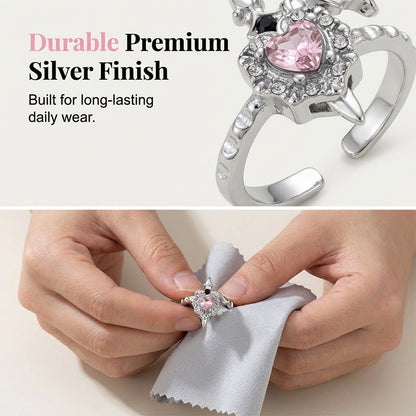 💍Vintage Sword Piercing Heart Ring – Adjustable, Pink Rhinestone, Gothic Edge ⚔️