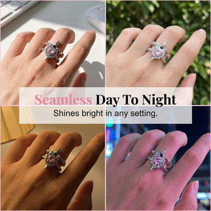 💍Vintage Sword Piercing Heart Ring – Adjustable, Pink Rhinestone, Gothic Edge ⚔️