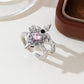 💍Vintage Sword Piercing Heart Ring – Adjustable, Pink Rhinestone, Gothic Edge ⚔️
