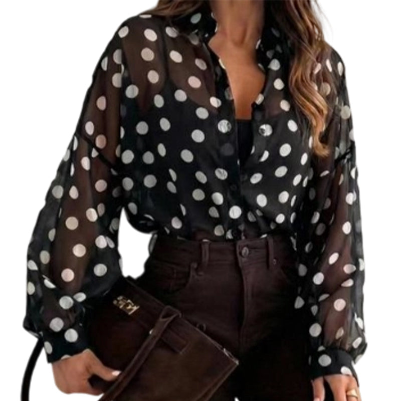 Women’s Button-Down Polka Dot Shirt