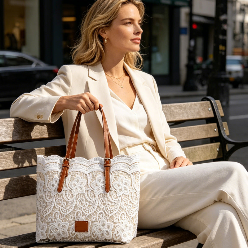 Elegant Lace Large Capacity Tote Bag
