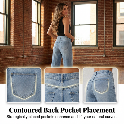 Women's High-Waisted Straight Leg Denim Jeans
