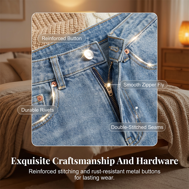 Women's High-Waisted Straight Leg Denim Jeans