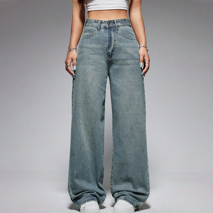 Women's High-Waisted Straight Leg Denim Jeans
