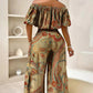 💐50% OFF🎀Puff Sleeve Top – Off-Shoulder & Elastic Waist Pants🌸