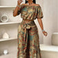 💐50% OFF🎀Puff Sleeve Top – Off-Shoulder & Elastic Waist Pants🌸