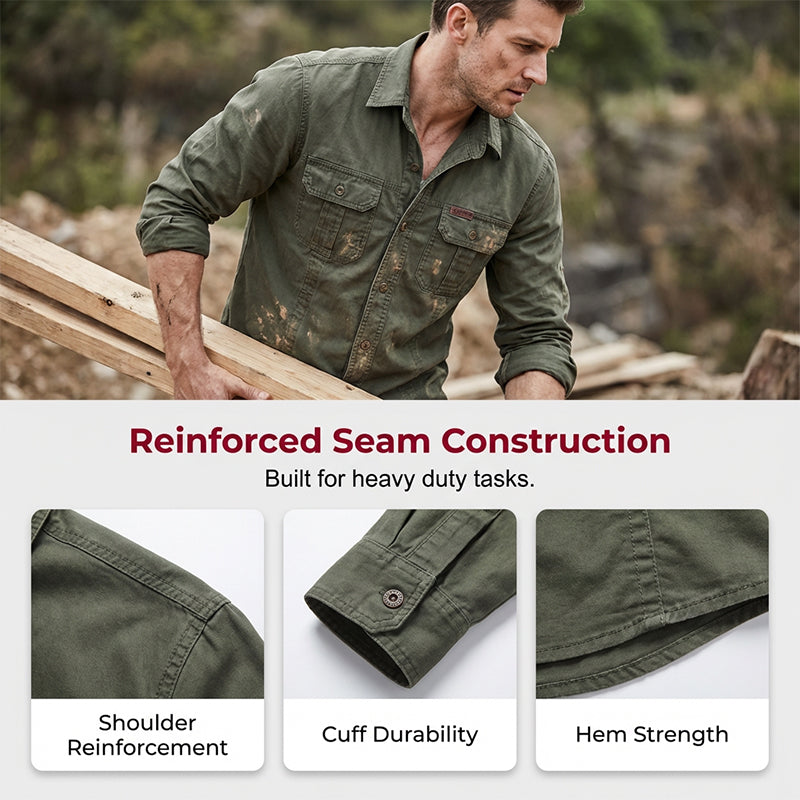 🔥Men's Long Sleeve Cotton Workwear Shirt
