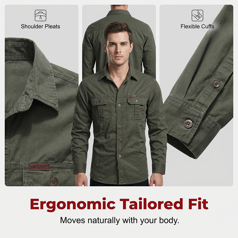 🔥Men's Long Sleeve Cotton Workwear Shirt