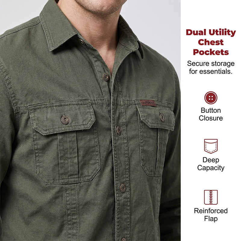🔥Men's Long Sleeve Cotton Workwear Shirt