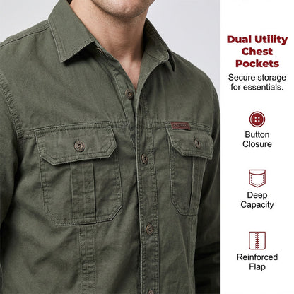 🔥Men's Long Sleeve Cotton Workwear Shirt