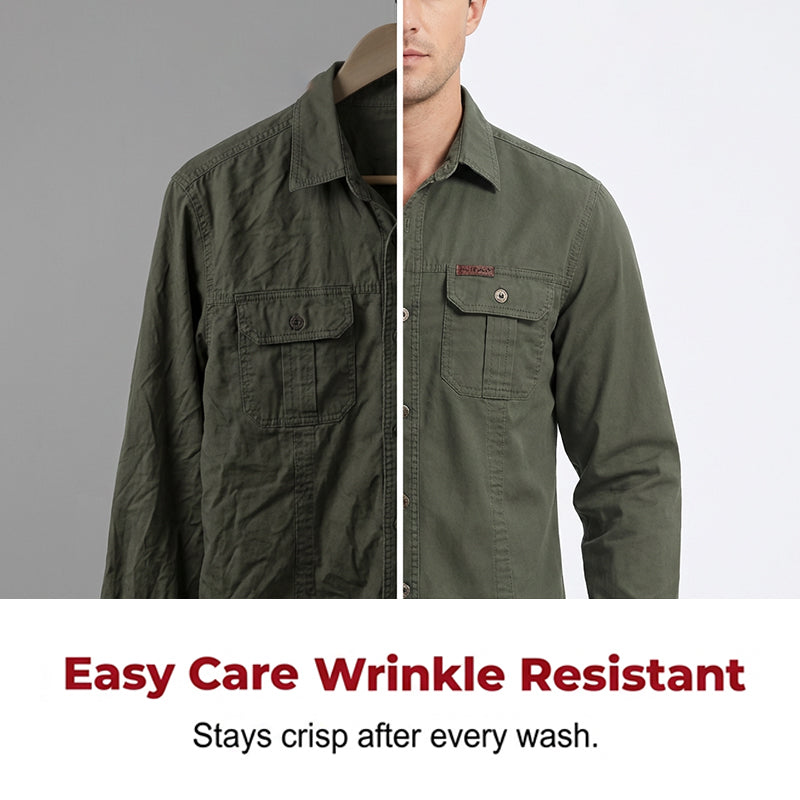 🔥Men's Long Sleeve Cotton Workwear Shirt
