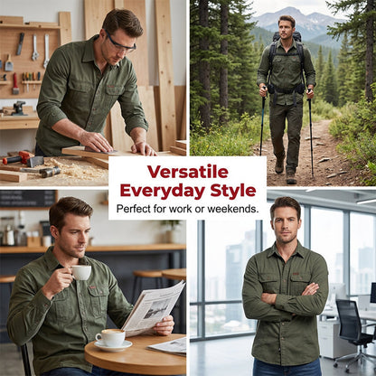 🔥Men's Long Sleeve Cotton Workwear Shirt