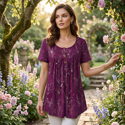 🦋Women's Floral Print Pleated Tunic Top🌸