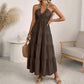 Women's Halter Neck Backless Tiered Maxi Dress