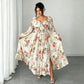 Floral Print Square Neck Long Sleeve Maxi Dress