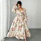 Floral Print Square Neck Long Sleeve Maxi Dress